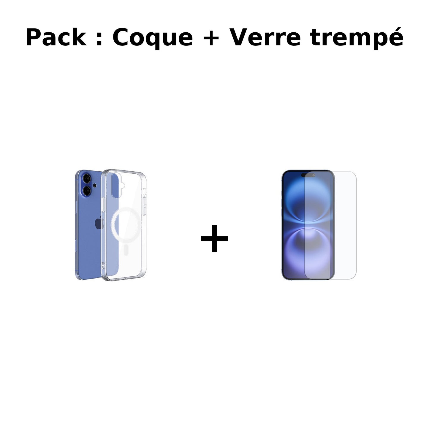 Pack Starter MagSafe – Coque transparente + Verre trempé